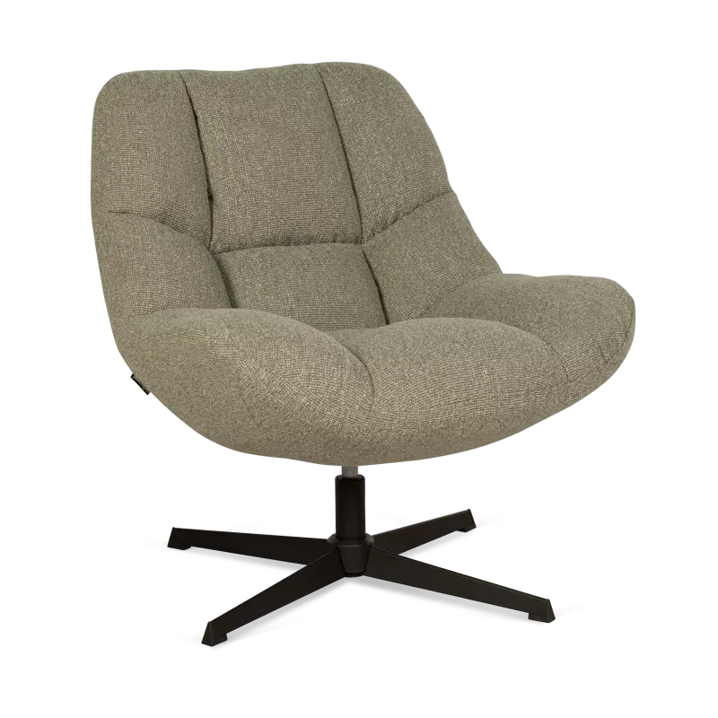 Draaifauteuil James - stof Lodge Thyme - poot zwart - blokpatroon
