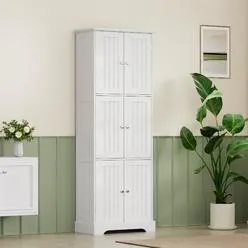 thinkstar ChooChoo Tall Bathroom Storage Cabinet with 6 Doors, Freestanding Floor Ca...