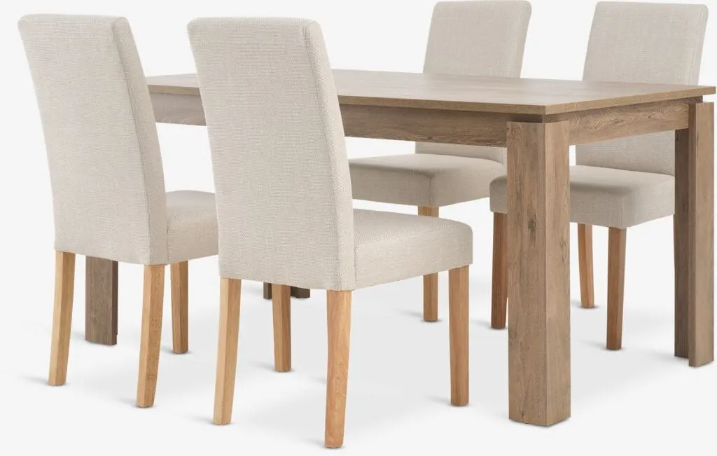 VEDDE Tavolo L160 rovere scuro + 4 TUREBY Sedie beige