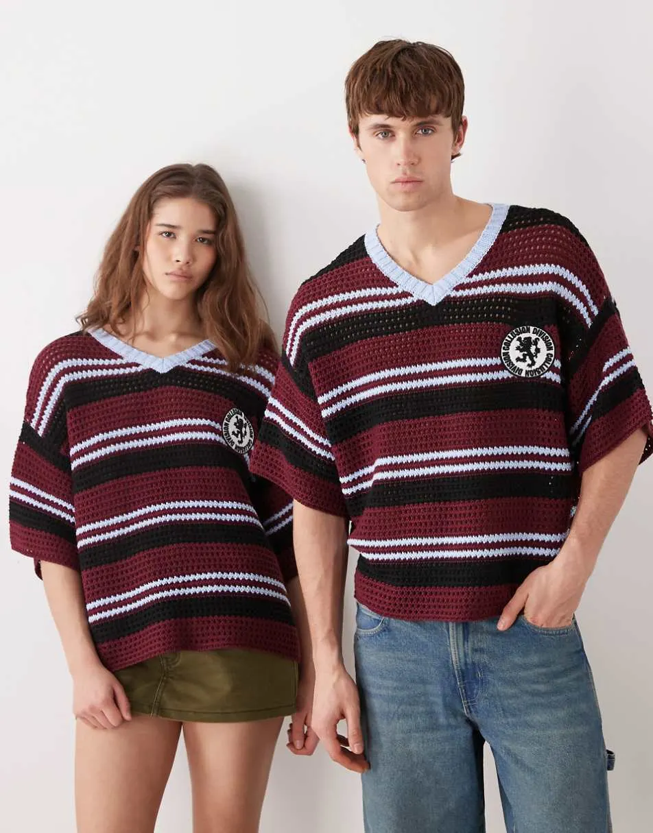 COLLUSION Unisex knitted football t-shirt in red