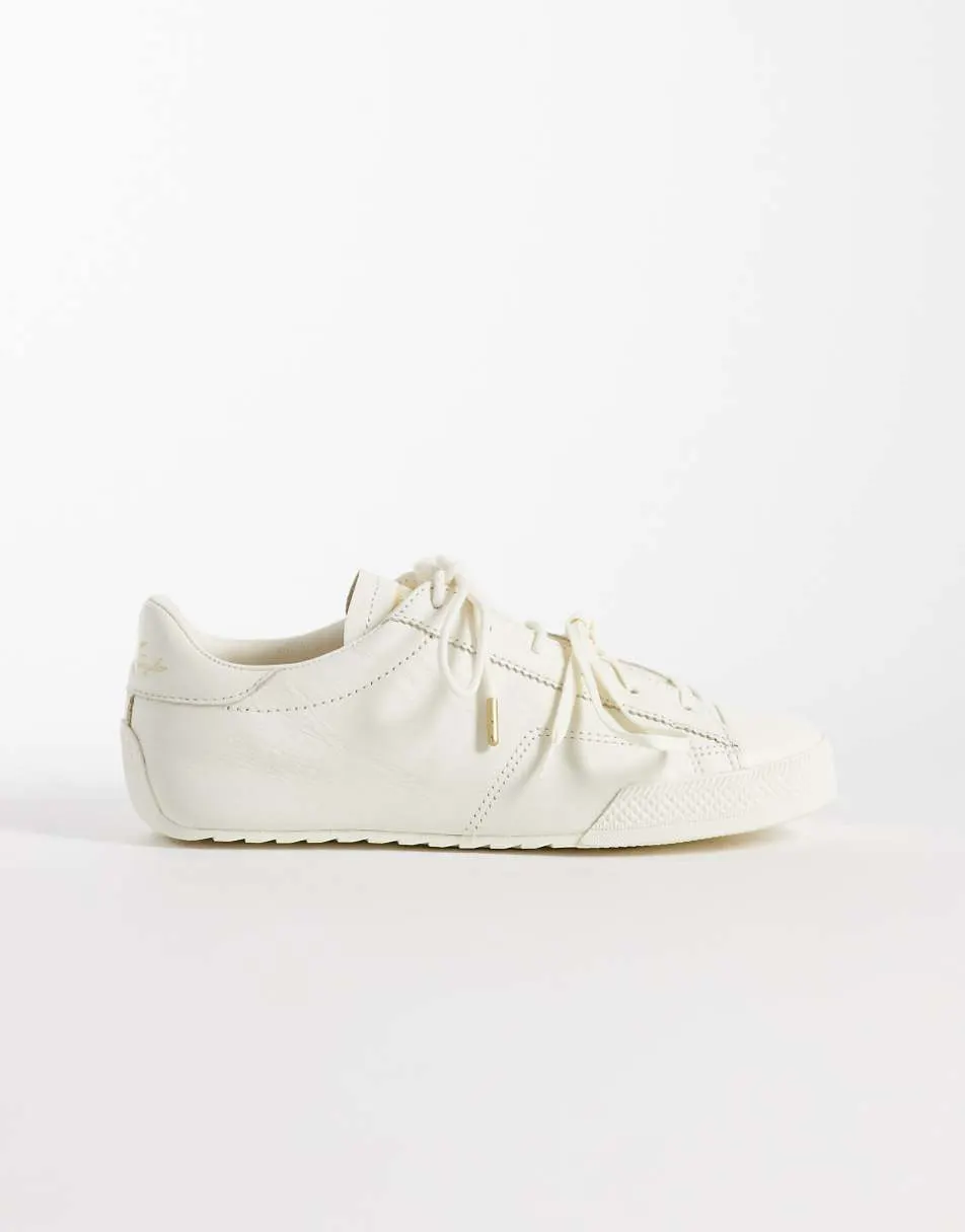 Converse Chuck Taylor Lo Ox leather trainers with double laces in cream