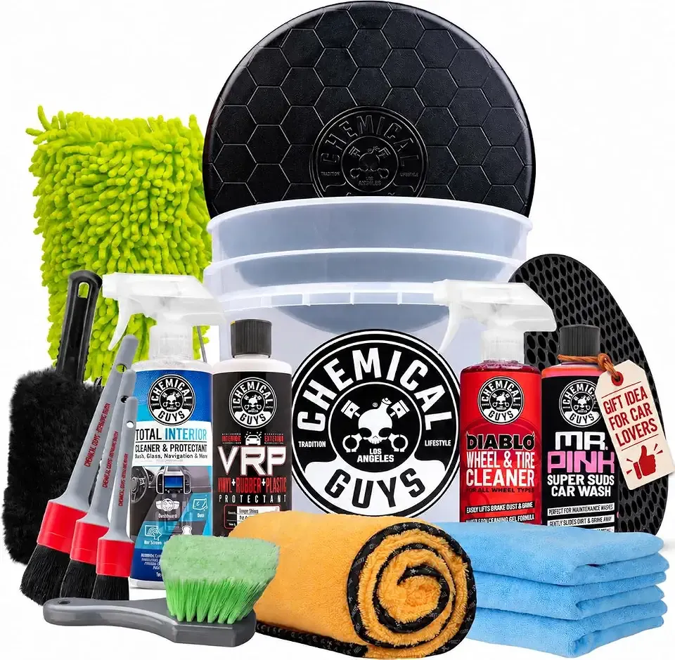 Chemical Guys 17-Piece Car Detailing Kit, Interior & Wheel Cleaner & Wash