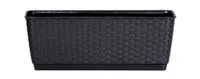 Pflanzkasten-Komplettset in Rattanoptik, ca. 49 x 17 x 17 cm - Anthrazit