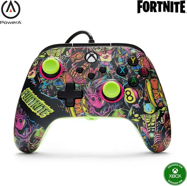 PowerA Advantage Wired Controller for Xbox Series X|S - Fortnite Glow, gamepad, hall effect thumbsticks, gaming controller, USB-C, Works with Xbox One, Officially Licensed