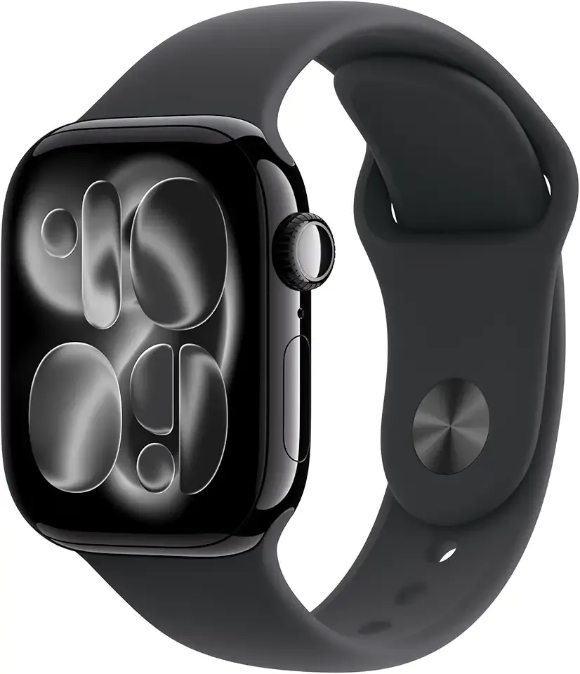 Apple Watch Series 11 [GPS 42mm] Smartwatch with Jet Black Aluminum Case with Black Sport Band - S/M. Sleep Score, Fitness Tracker, Health Monitoring, Always-On Display, Water Resistant