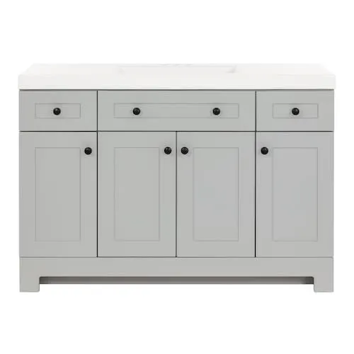 Everdean 48-inch W Bathroom Vanity in Pearl Grey with Cultured Marble Sink Top