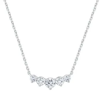 Round Brilliant 1.00 ctw VS2 Clarity, G Color Diamond 14kt White Gold Five Stone Necklace