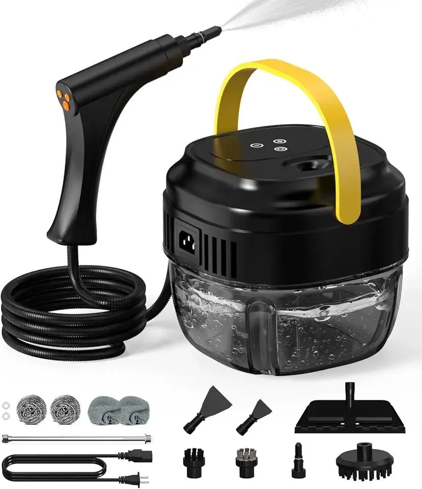 Portable Handheld Steam Cleaner, 1500W High Pressure Steamer, 15s Instant Heat, 6-Level Handle, 1.7L Tank, 15PCS Accessories for Home Kitchen Grease Car Detailing