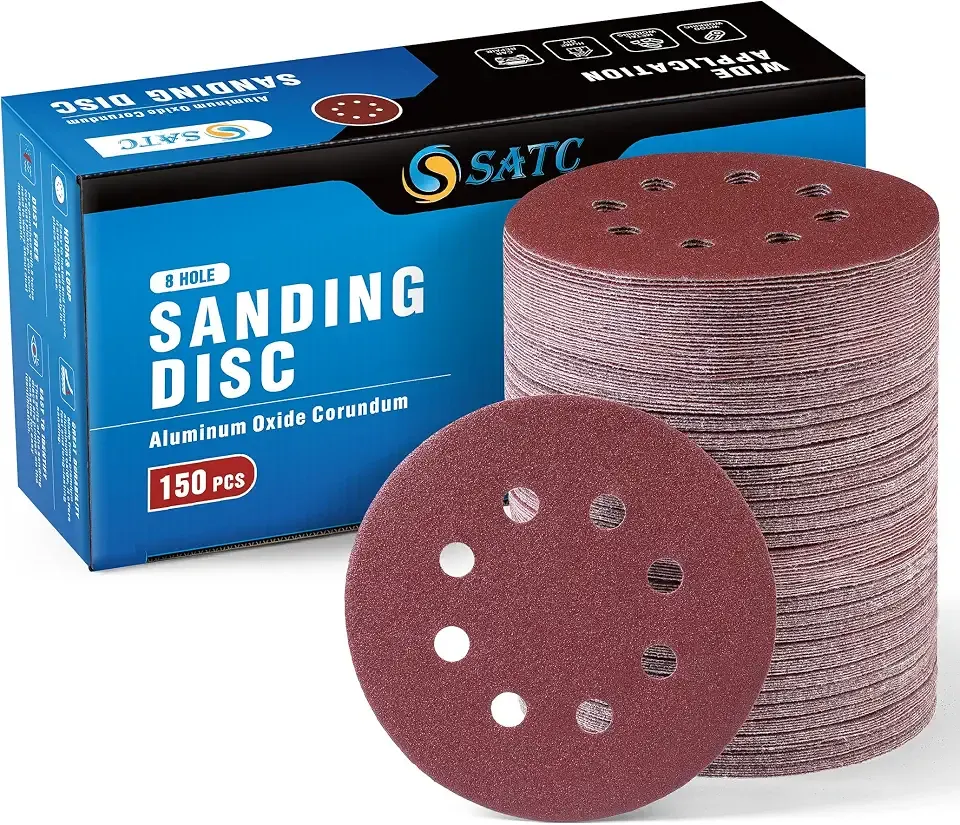 150 PCS Sanding Disc 60 80 100 120 150 180 240 320 400 600 Grit Sanding Discs 5 Inch 8 Hole Hook and Loop Sanding Discs for Random Orbital Sander