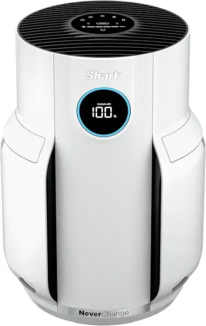 Shark Air Purifier for Home, NeverChange, for Large Room, Bedroom, Home Office, HEPA-Exceeding Filter, Captures Pollutants, Pet Dander, Dust, Odor, Smoke, and More, HP153, White