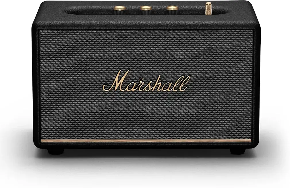 Marshall Acton III Bluetooth Home Speaker - Loud Stereo Sound with Bass and Treble Controls | Plug-in Powered | 3.5mm Aux Input - Black
