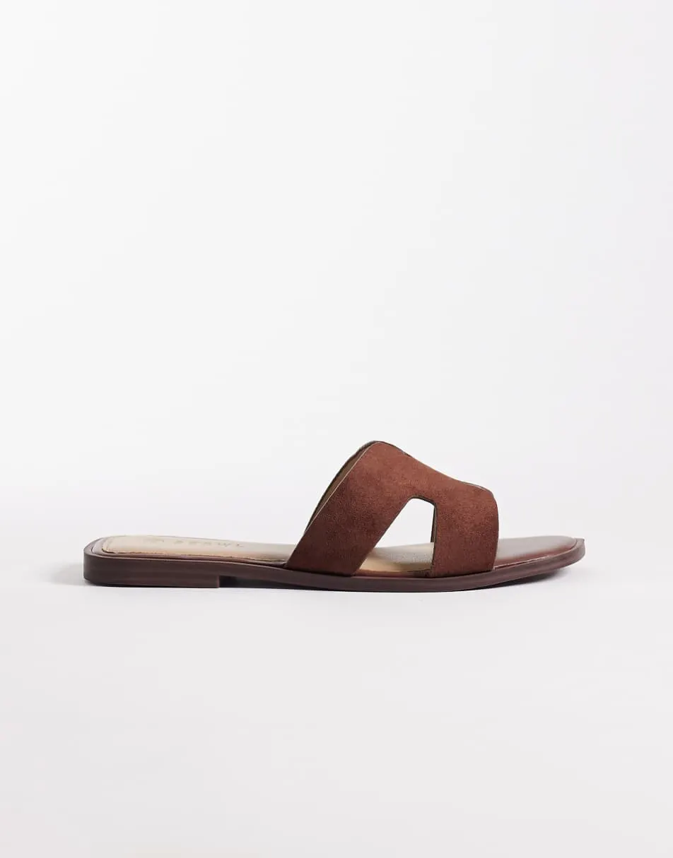 SEQWL Storke flat sandals in brown suedette