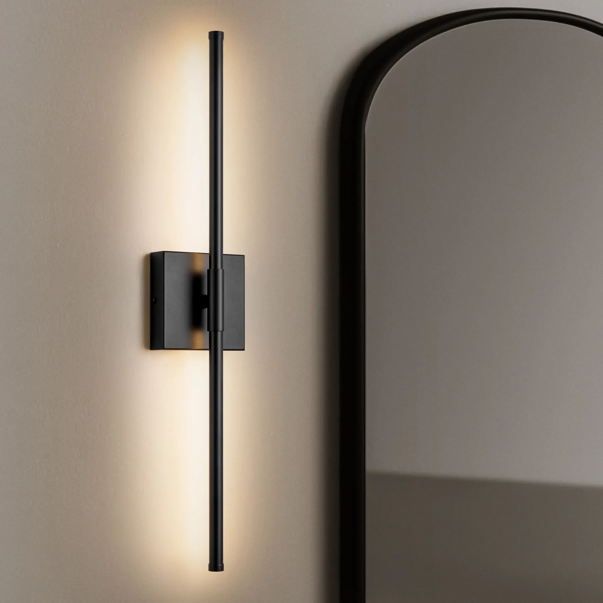 Aidan 23.6-in W 1 -Light Matte Black Hardwired Damp rated LED Wall Sconce