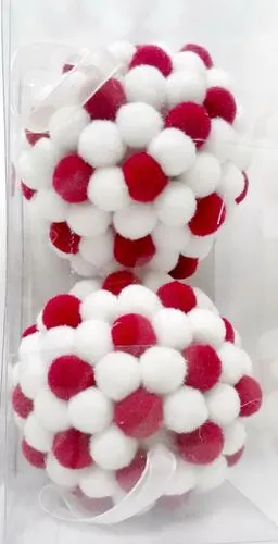 Enchanted Forest® Red/White Polka Dot Pom Pom Ornaments - 2 Pack