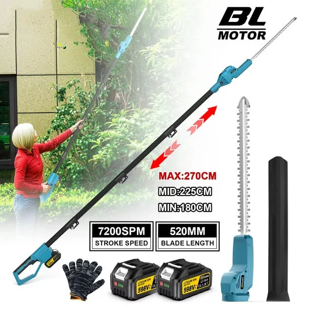 NICOLA Tagliasiepi telescopico senza filo brushless 598V 2 batterie e caricatore, potatore asta alta, forbice siepi pro lunga durata
