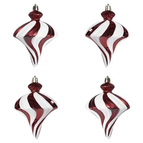 Enchanted Forest® Dark Red Spiral Shatterproof Ornaments - 4 Pack