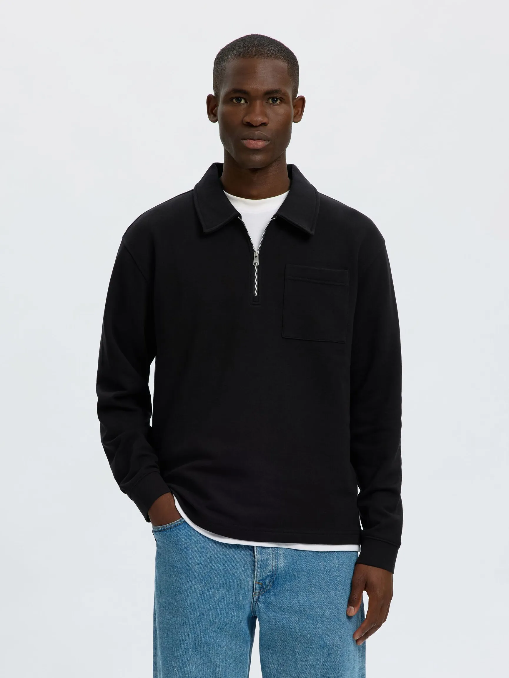 BOMULL HALV GLIDELÅS PULLOVER