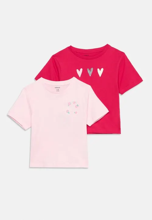 2 pack - T-shirts med print - lilac/pink