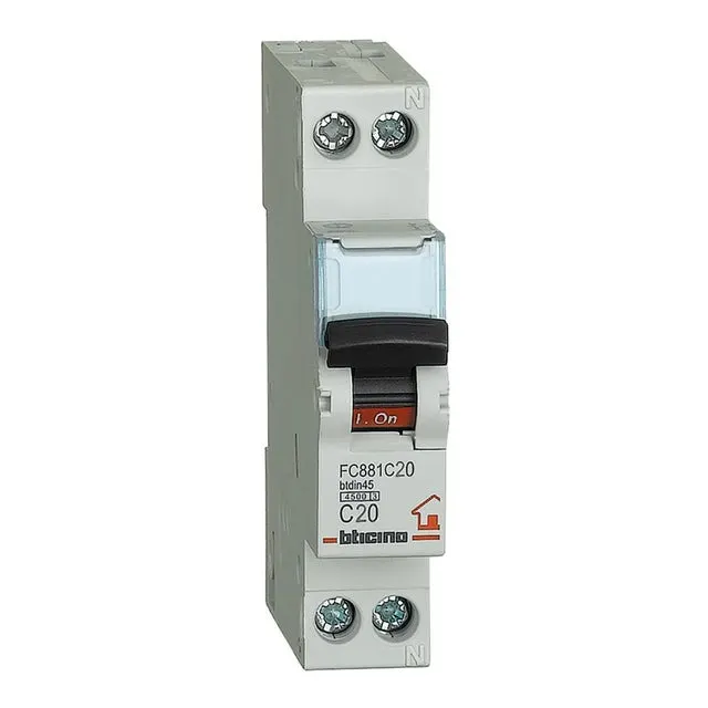 Interruttore magnetotermico BTICINO 1PP 20A 4.5kA 1M 230 V FC881C20