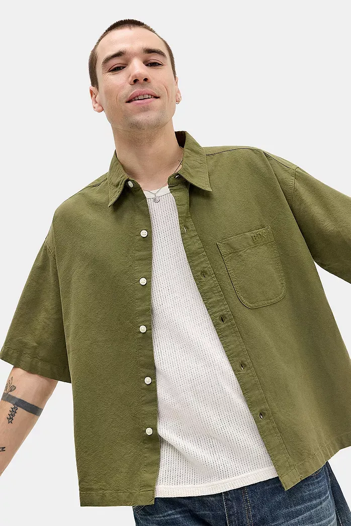 Camicia Arlo Verde Oliva Tinta Unita BDG