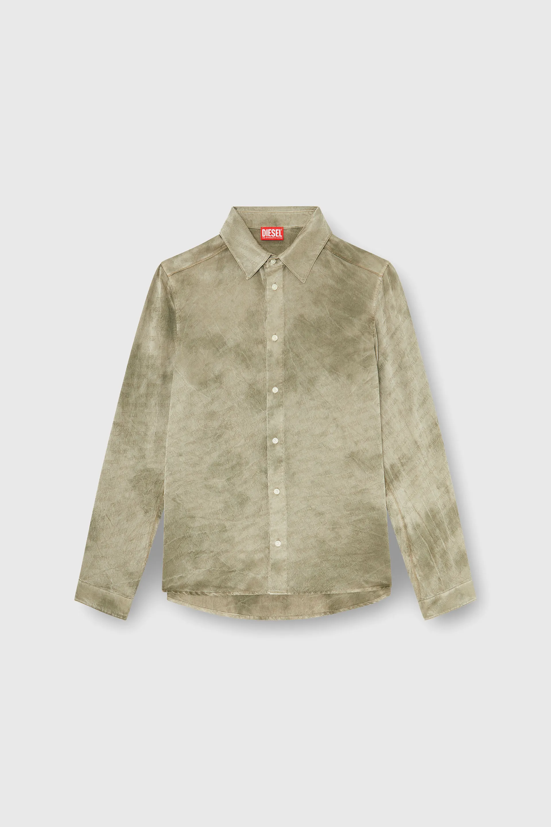 Shirt in logo-jacquard crinkled satin