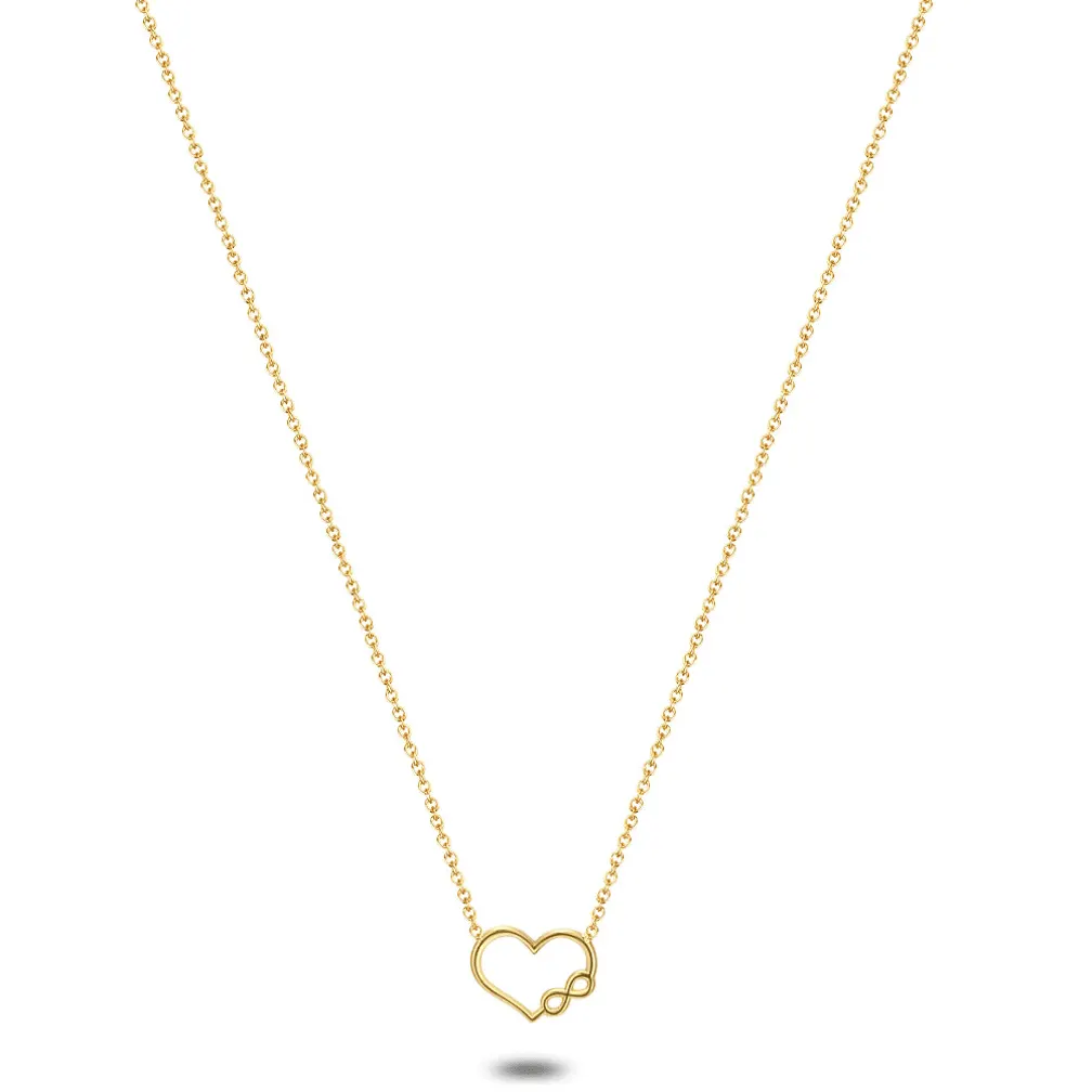 Halsketting in 18kt verguld zilver, hart en infinity