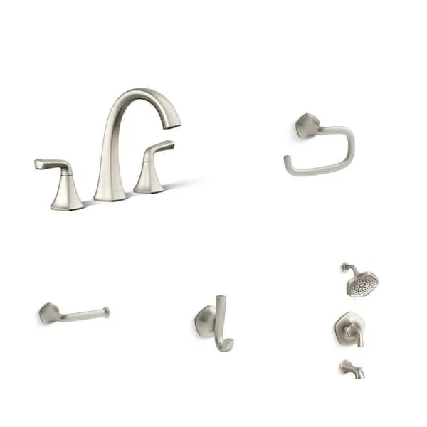 KOHLER Sundae Brushed Nickel 5-​Piece Bath Hardware and Shower Faucet Combo