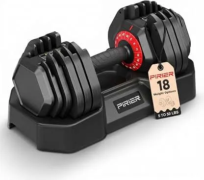 PIRIER Adjustable Dumbbell Set 50LB, 18-in-1 Free Weigh…