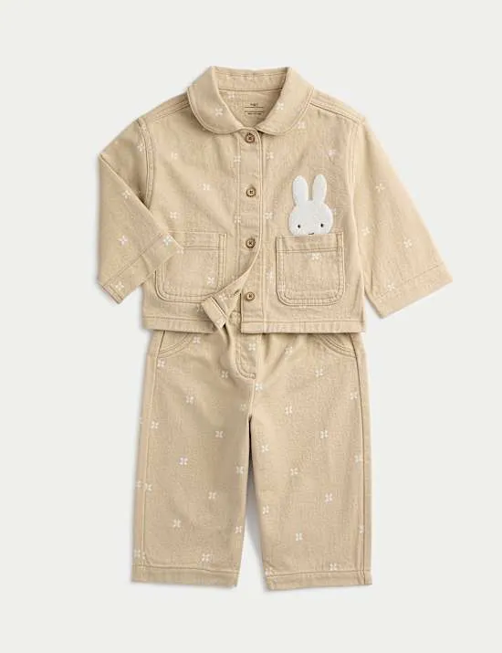 Outfit aus gefärbten Denim mit „Miffy™“-Motiv (0–3 J.)