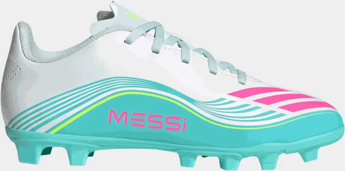 F50 Messi Club FG/MG, fotballsko gress og kunstgress, junior - Hvit