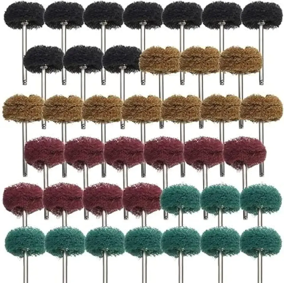 Rocaris 40 Pack 1 inch Abrasive Wheel Buffing Polishing Wheel Set for Rotary Tool - with 1/8" Shank (25mm)