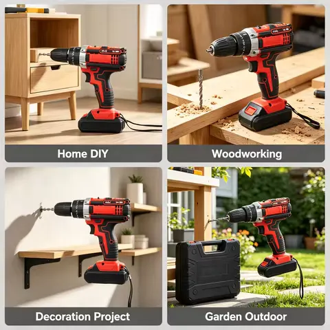 Cordless Electric Drill Set 21V Power Drill with 1200mAh Battery & 24 Accessories, Variable Speed 0-1800RPM, 28N·m Torque, LED Light for Home DIY Woodworking