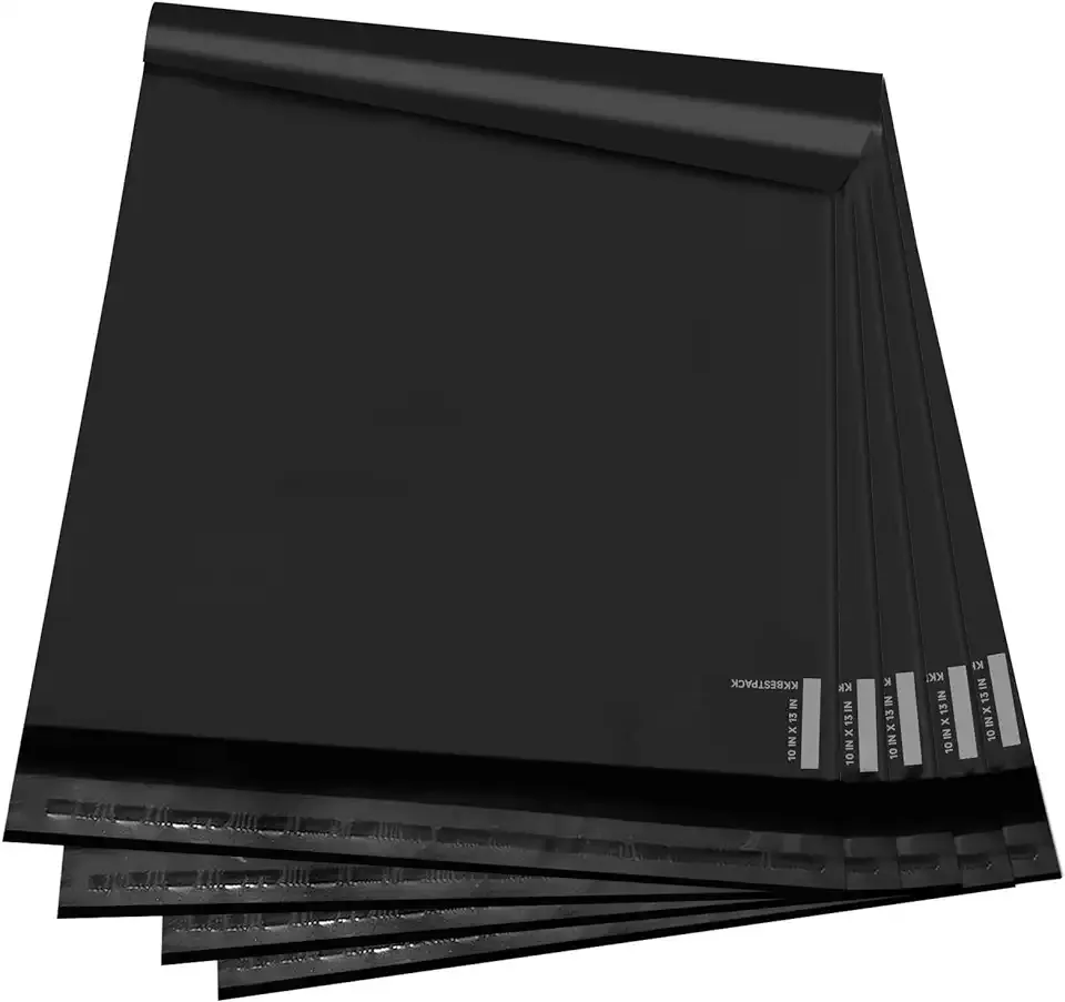 KKBESTPACK Black Poly Mailers 10x13 in, Shipping Bags, 100 Pcs | Shipping bags for clothes and mailing envelopes for packing shirts, apparel, and fabric accessories.