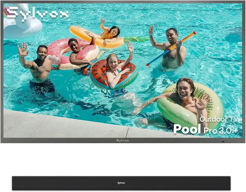 SYLVOX 75" Outdoor TV with Soundbar, 2000 Nits Full Sun Outdoor TV for Bright Outdoor Conditions, 4K UHD HDR10, IP56 Weatherproof, Anti-Glare Matte Screen, Dolby Atmos, Smart Google TV
