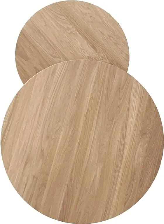 Tinde settbord Ø75/58 H47/40cm, svart metall, heltre eik/hvit olje