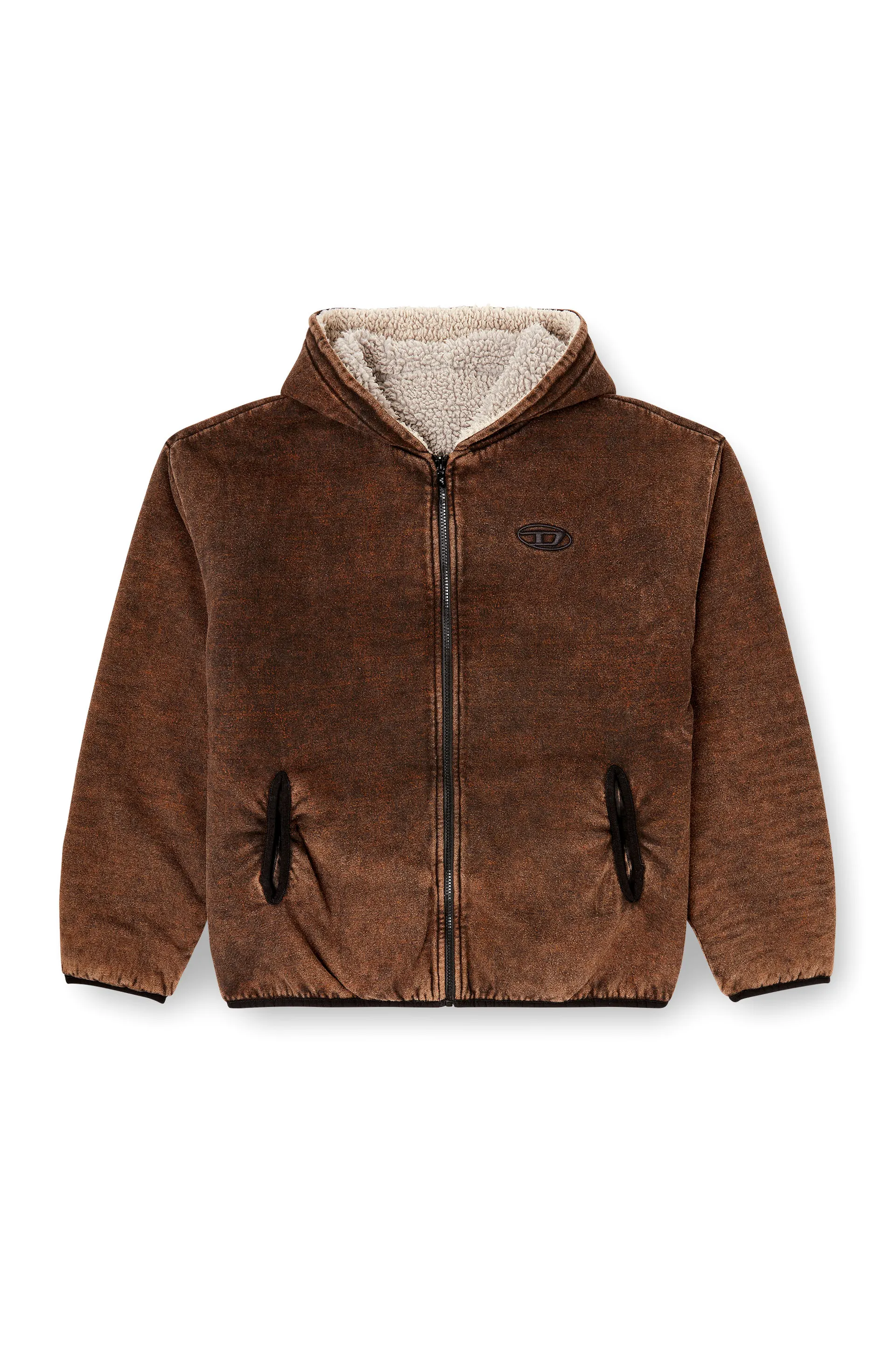 Reversible hooded zip-up jacket