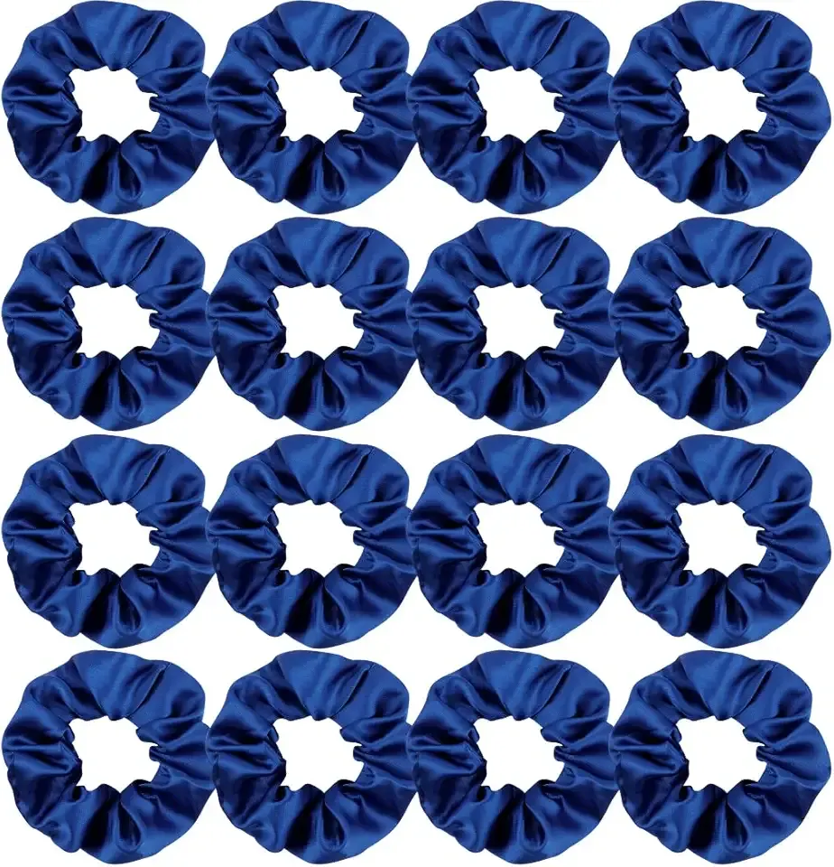 16 Pacs Satin Scrunchies Bridesmaid Proposal Gifts Hair Ties Scrunchies for Women Girls Bachelorette Party Favors(Royal blue)