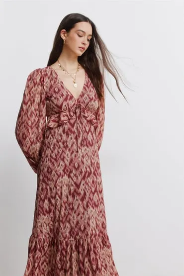 Vestido midi volante cintura