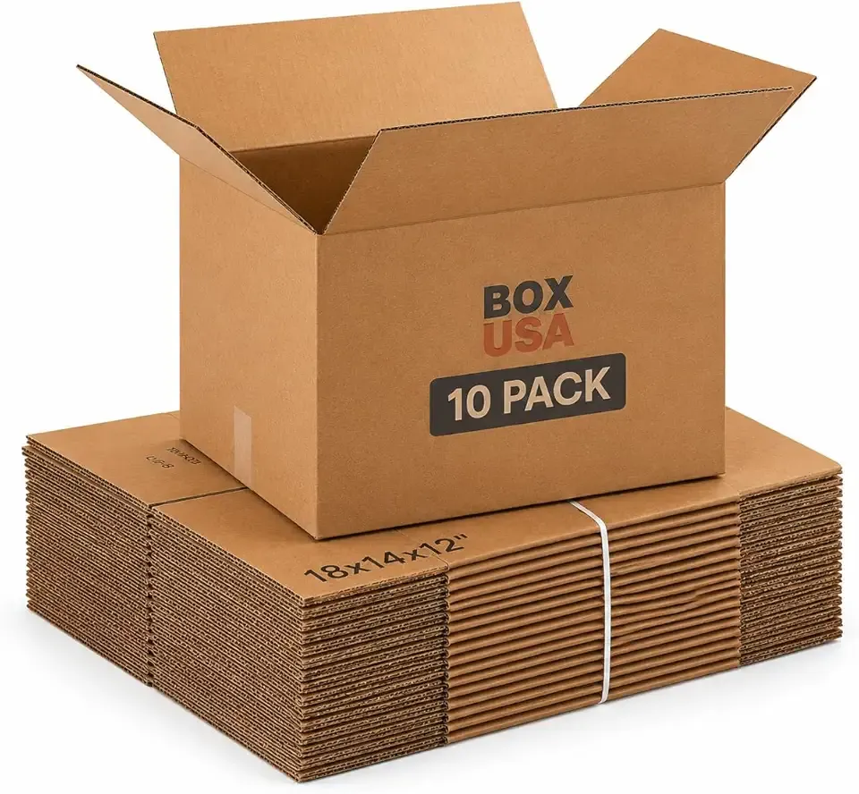 BOX USA Moving Boxes Medium 18"L x 14"W x 12"H 10-Pack | Corrugated Cardboard Box for Shipping, Mailing, Packing, Packaging and Storage 18x14x12