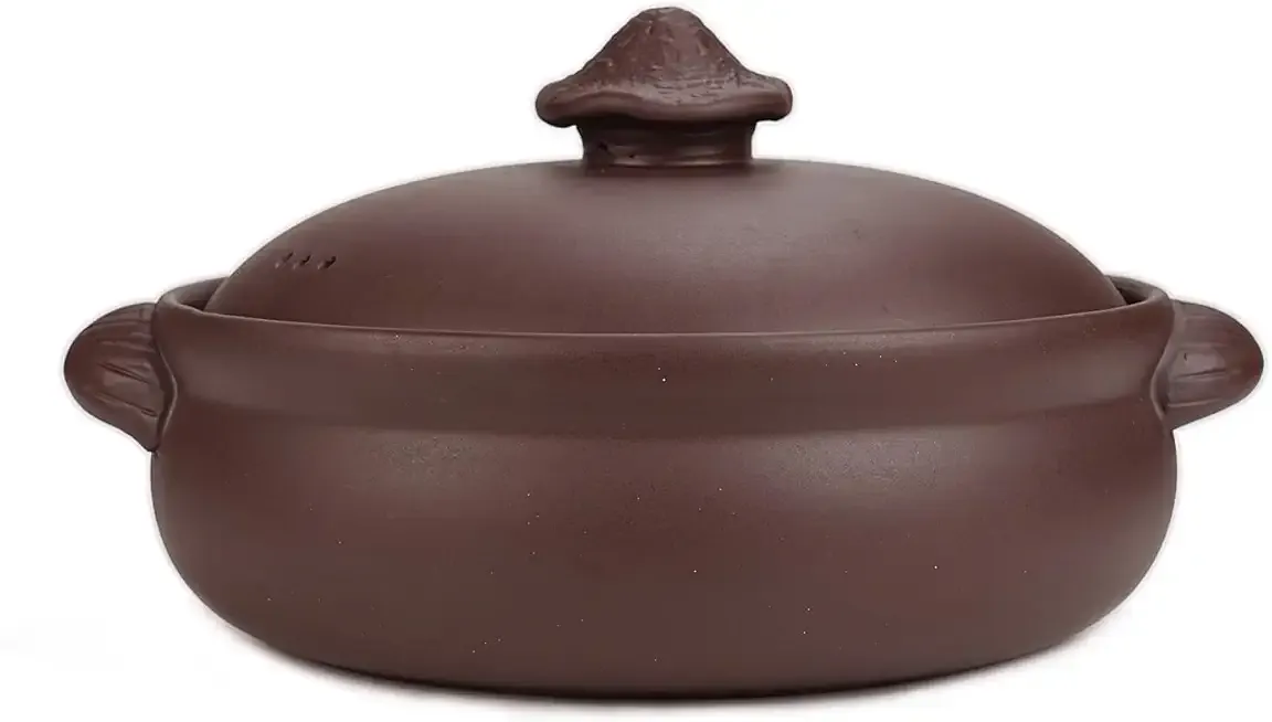SILINE 3.2L Natural Unglazed Earthenware Casserole,Yixing Zisha Clay Pot for Cooking, Healthy Slow Cooker for Soup, Stew, Rice -Zini,Purple