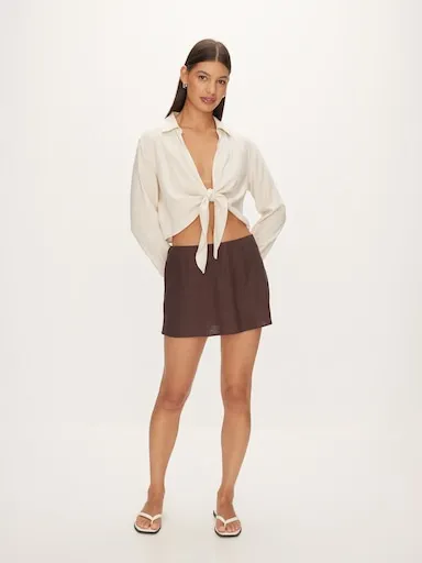 Tiffany Tie Front Long Sleeve Shirt