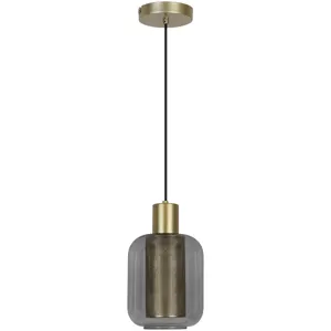 Lampadario Glamour P12169NB dorato paralume fumo E27 Ø17cm INSPIRE