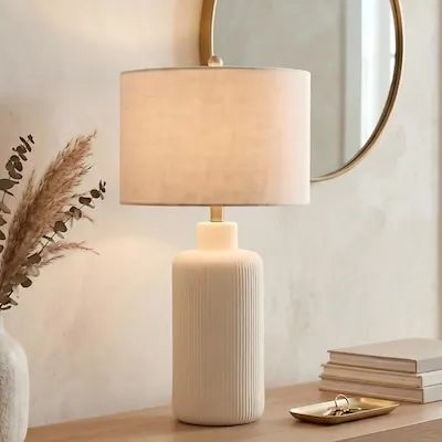 Relic 22-in Distressed Blue LED Rotary socket Table Lamp with Linen Shade 2 -Set