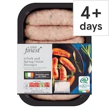 Tesco Finest 6 Pork And Spring Onion Sausages 454G