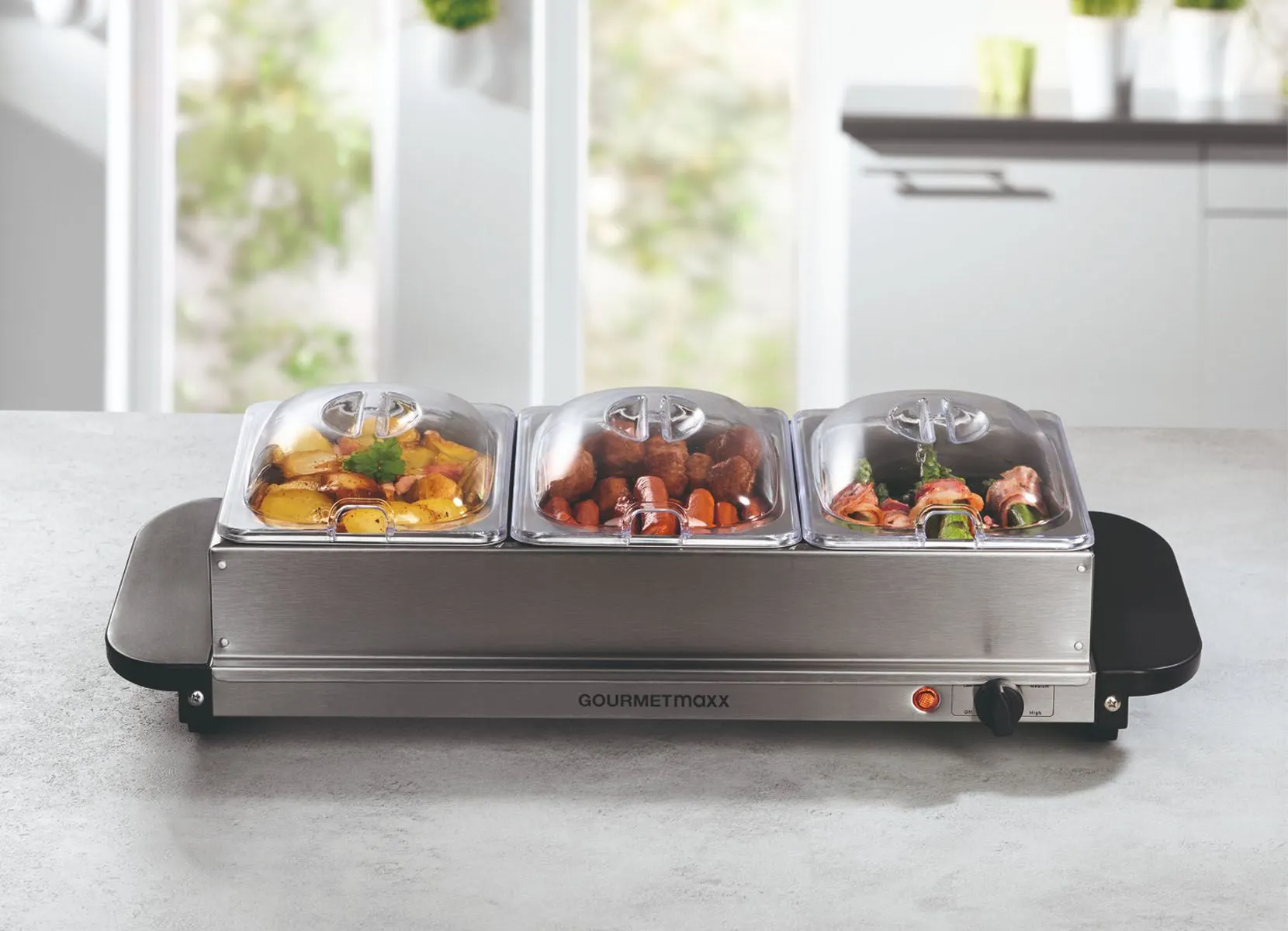 GOURMETmaxx Buffetwärmer mit 3 Schalen