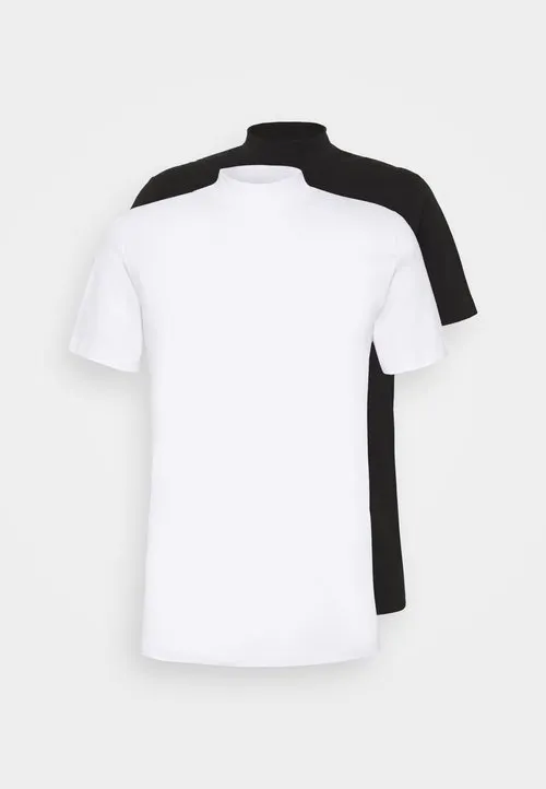 JPRBLA BASIC TEE TURTLE 2 PACK - T-shirts - white/black