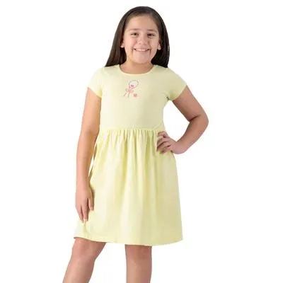 Vestido Fantastic Niña Manga Corta Estampado En Pecho