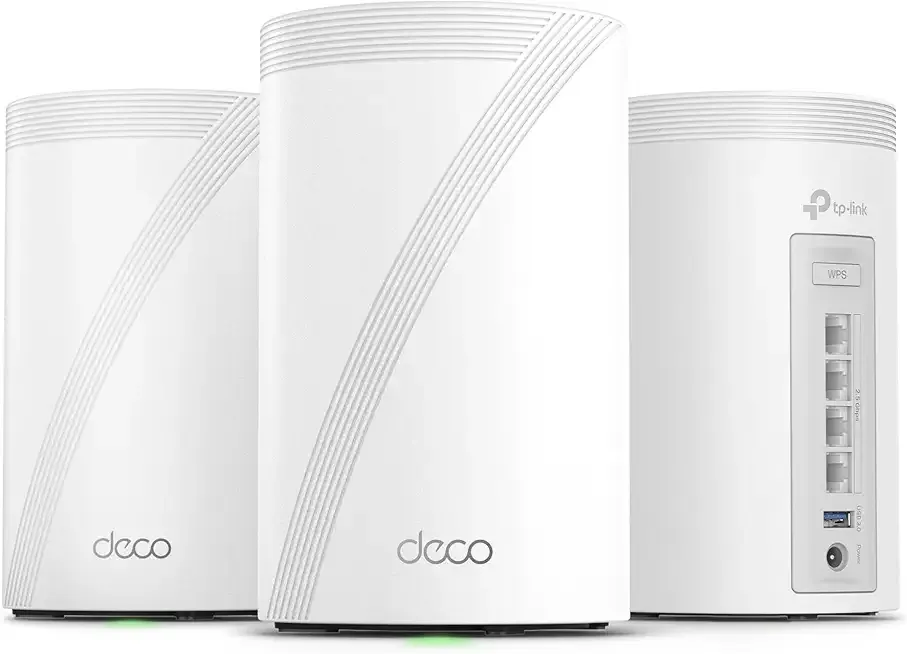TP-Link Deco 7 Pro BE63 Tri-Band WiFi 7 BE10000 Whole Home Mesh System - 6-Stream 10 Gbps, 4x2.5G Ports Wired Backhaul, 4X Smart Internal Antennas, VPN, HomeShield, Free Expert Support (3-Pack)