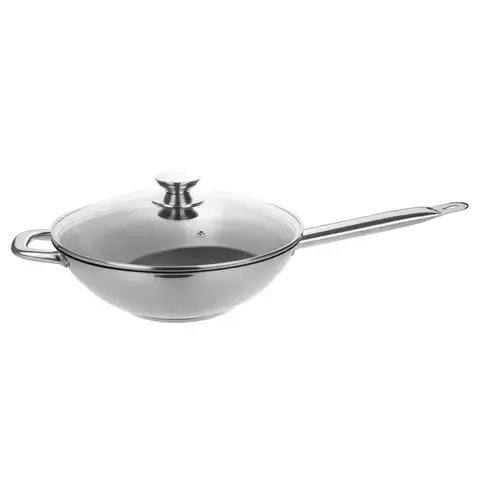 Wok Acero Inoxidable Tapa de Vidrio 28cm