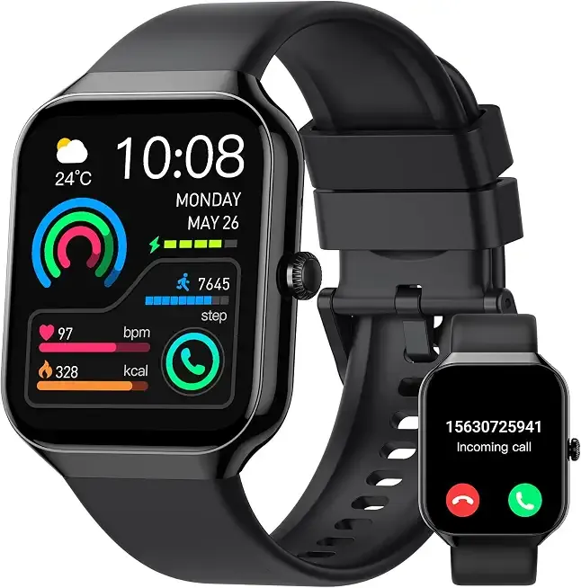 Smart Watch,1.96"HD Smartwatch for Men Women (Answer/Make Call), 2026 Fitness Activity with Heart Rate/Sleep Monitor/Step Counter, IP68 Waterproof, 113+ Sport Modes Running Watch for Android iOS Black